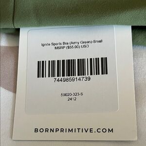 Born Primitive Olive Ignite Sports Bra and matching compression shorts